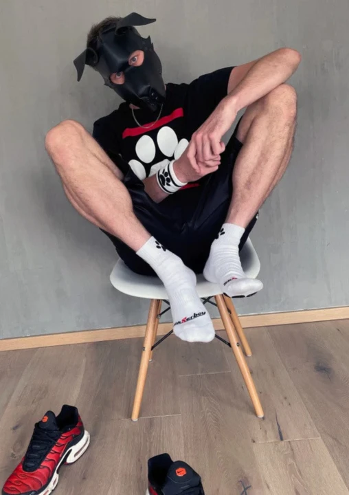 Sk8erboy® PUPPY Short Crew Socks White Gay.png