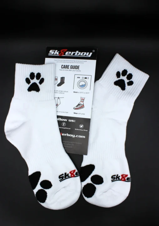 Sk8erboy® PUPPY Short Crew Socks Fetish White.png
