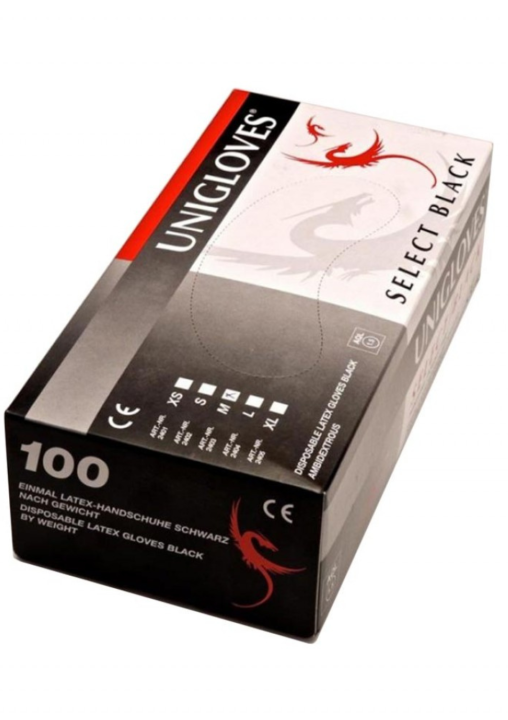 Lateksowe Rękawiczki Bezpudrowe LATEX GLOVES BLACK X100 sztuk