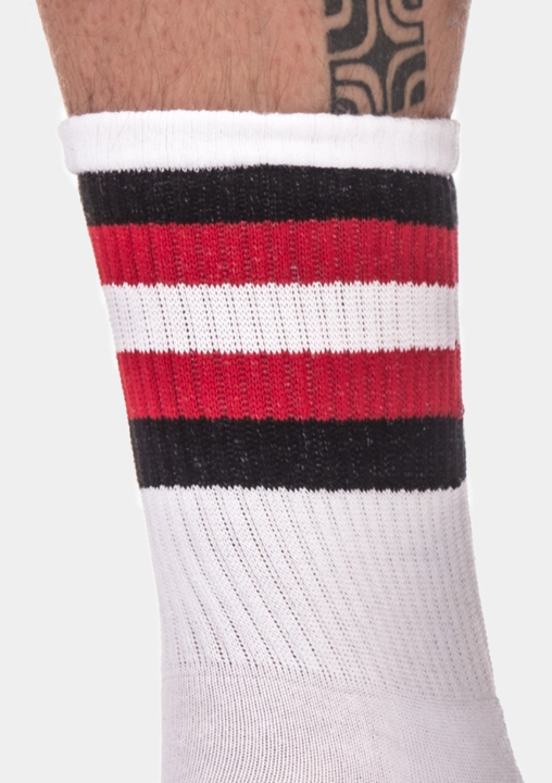 Barcode Berlin Half Fetish Socks Stripes Black - Red