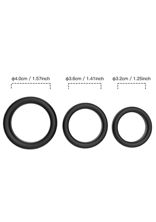 Set of 3 Silicone Cockring Set Black