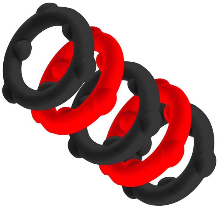 Oxballs [SIL] GEARHEADS 5-Pack SPINNER Rings Red : Black