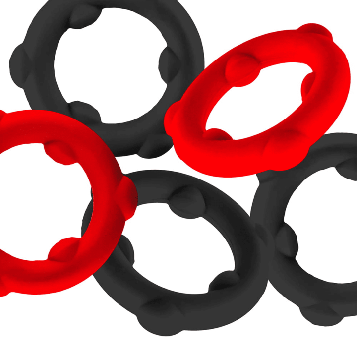 Oxballs [SIL] GEARHEADS 5-Pack SPINNER Rings Red : Black