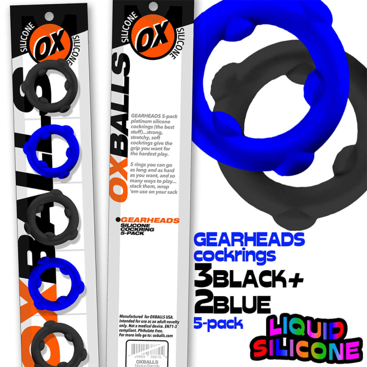 Oxballs [SIL] GEARHEADS 5-Pack SPINNER Rings Blue : Black