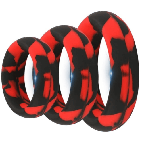 Zestaw pierścieni erekcyjnych Pack 3 Silimix Cockrings Red-Black