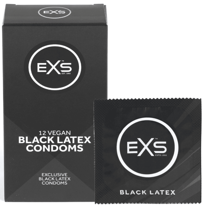 Prezerwatywy Standardowe z Czarnego Lateksu EXS Black Latex Condoms 12 x 54 mm