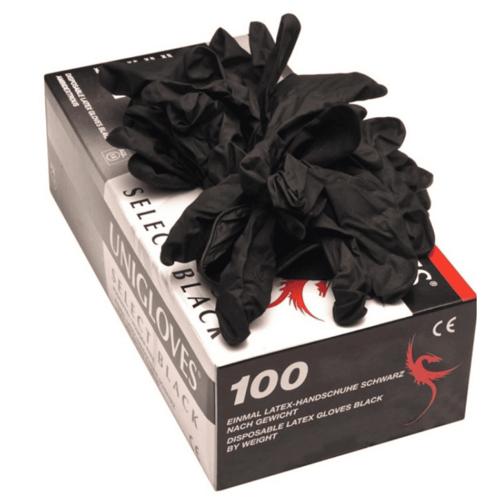 Lateksowe Rękawiczki Bezpudrowe LATEX GLOVES BLACK X100 sztuk