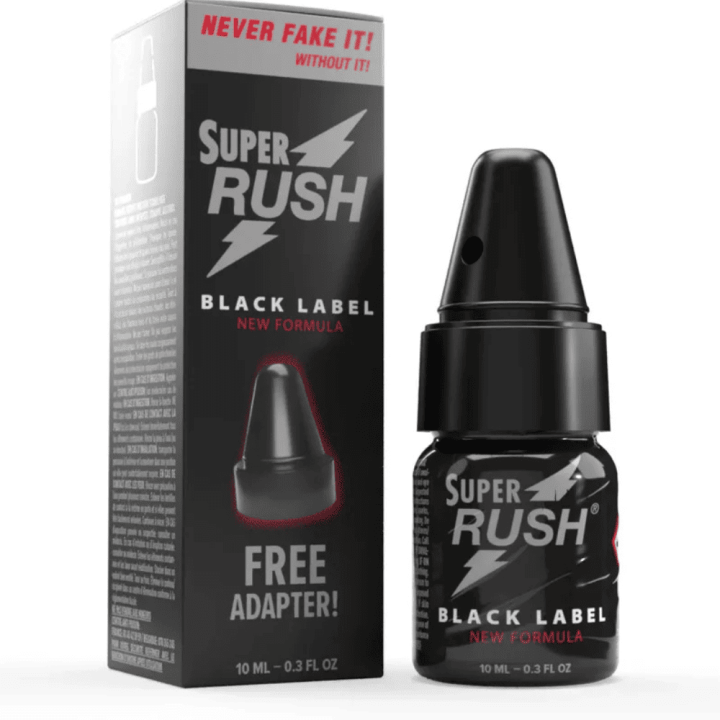 Poppers SUPER RUSH Black Label 10 ml + Adapter