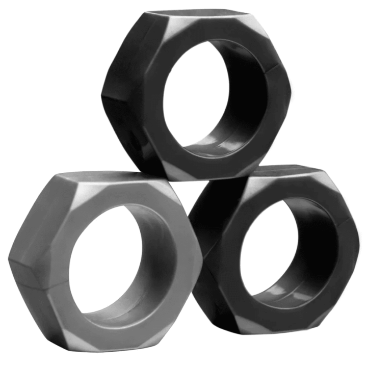 Tom of Finland Cock Nuts Penis Ring - Pack of 3, Black