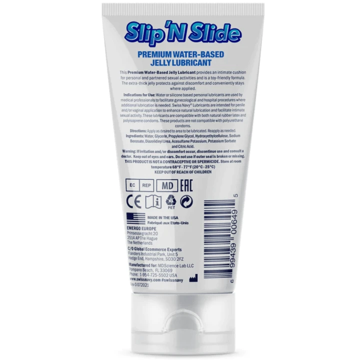 Swiss Navy Slip'N Slide - Soft and Smooth Premium Waterbased Ultra Thick Jelly Lubricant - 5 fl oz / 148 ml