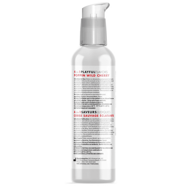 Swiss Navy wiśnia 4 in 1 Playful Flavors - Lubricant with Poppin Wild Cherry Flavor - 4 fl oz / 118 ml