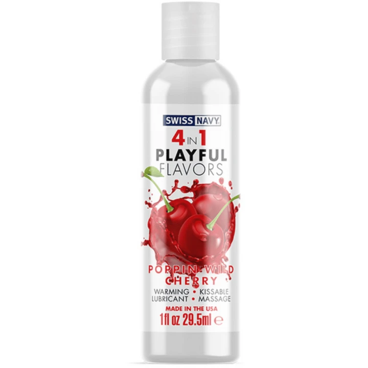 Swiss Navy wiśnia 4 in 1 Playful Flavors - Lubricant with Poppin Wild Cherry Flavor - 1 fl oz / 29,5 ml