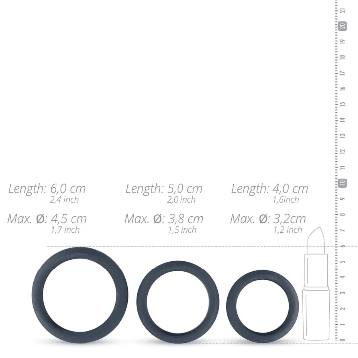 Zestaw trzech pierścieni erekcyjnych Set of 3 Boners silicone cock rings