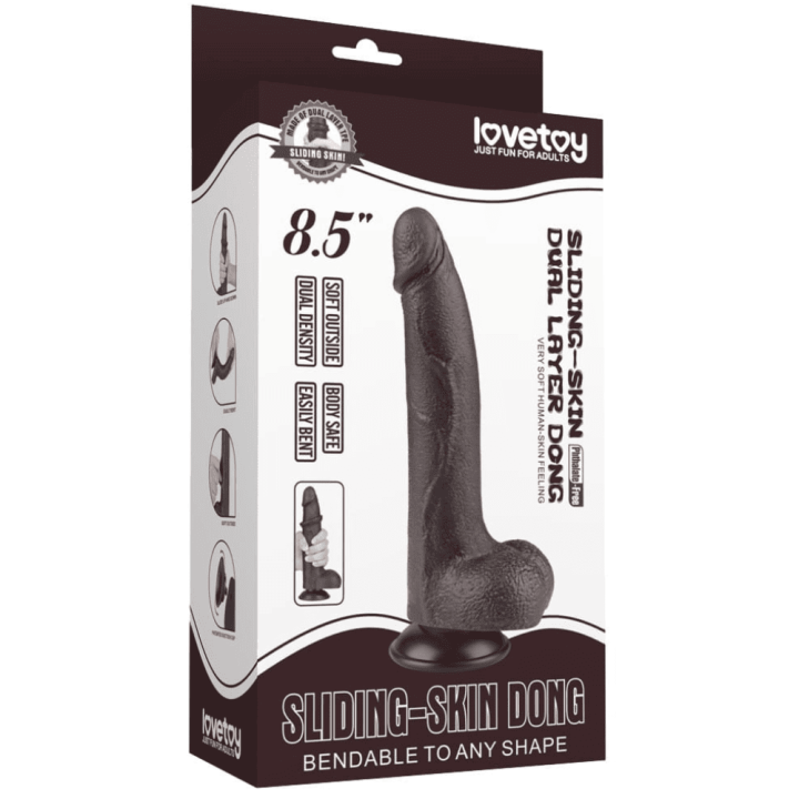 Dildo with Sliding Skin Purse 17 x 4cm Black