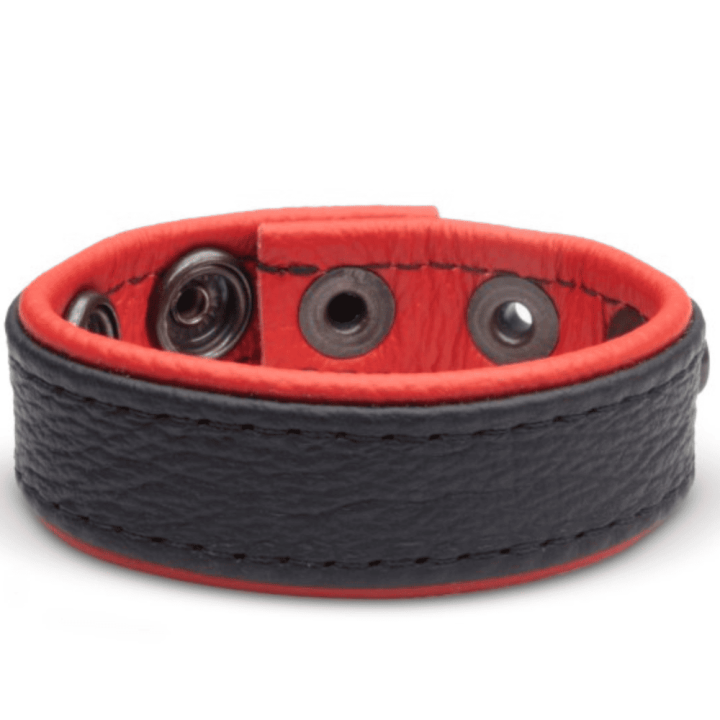 Saxos Leather Cockring Red Skórzany cockring premium z naturalnej miękkiej skóry czerwony