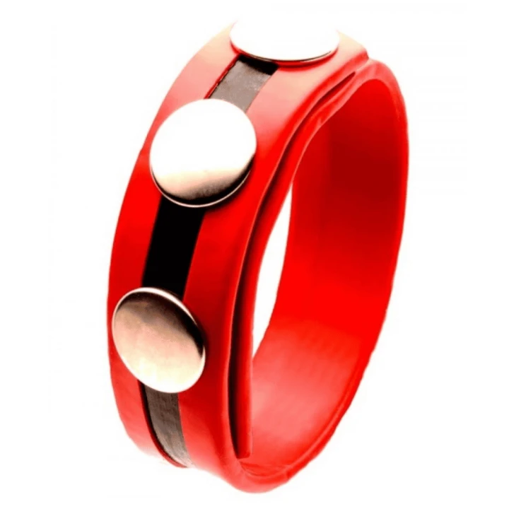Gumowy C-RING Cockring Rubber 3 snaps Red.png