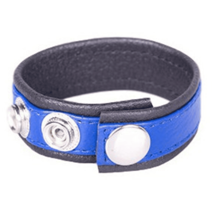 Leather penis ring Blue and black