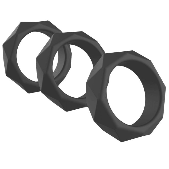 Hidden Desire Set of 3 Black Heavy C-Ring Silicone Cockrings