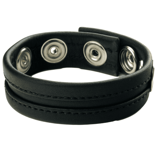 Skórzany pierścień erekcyjny Leather Cockring 3 snaps Black