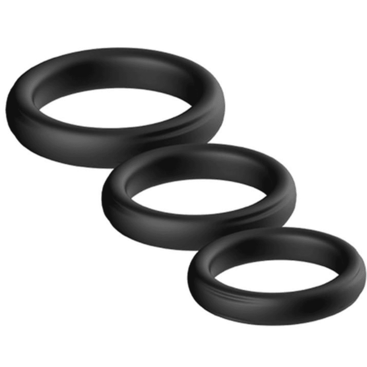 Set of 3 Silicone Cockring Set Black