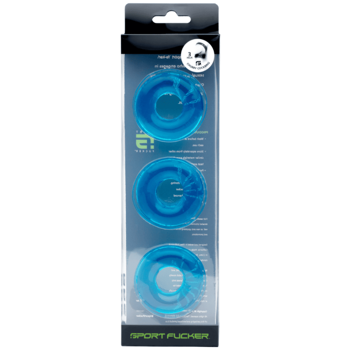 Sport Fucker Chubby Rubber Cockring 3-Pack - Ice Blue