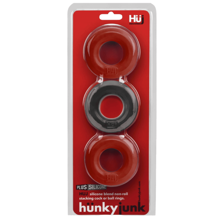 Hünkyjunk Cockring 3-Pack - Cherry + Tar Ice