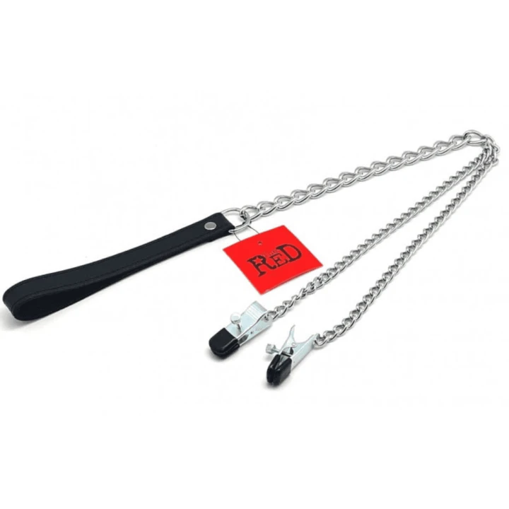 Breast clamps + leash ( metal + leather )