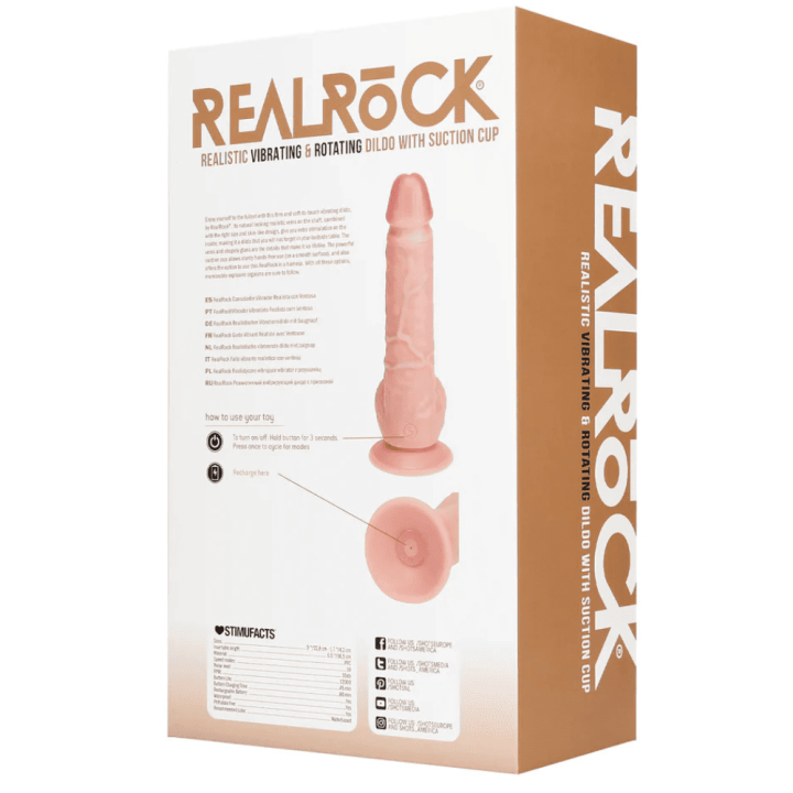 Vibrating and Rotating Straight Cock with Balls - 8 / 20,5 cm - Flesh