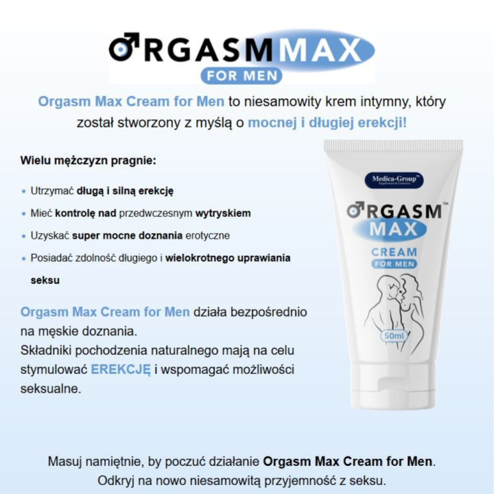 Medica-Group Orgasm Max Cream For Men Krem na mocną i długą erekcję 50ml