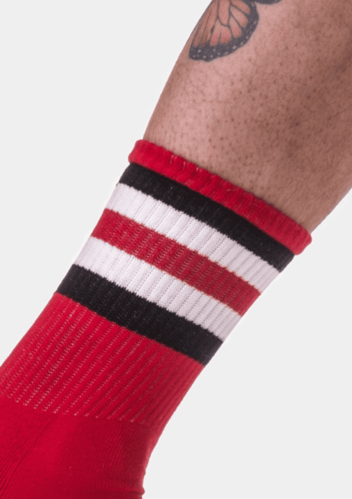 Barcode Berlin Half Fetish Socks Stripes Red-Black-White