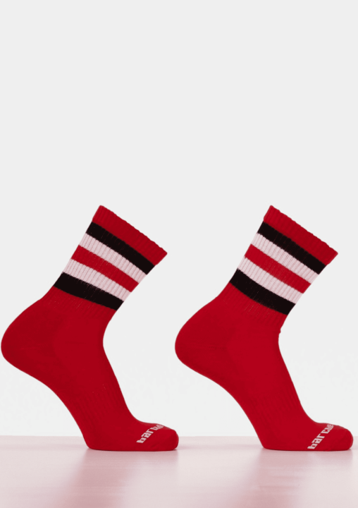Barcode Berlin Half Fetish Socks Stripes Red-Black-White