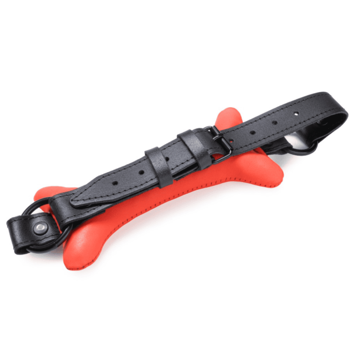 Leather Bone Gag Red