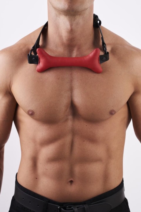 Leather Bone Gag Red
