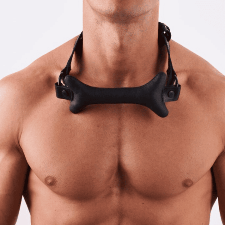 Leather Bone Gag Black