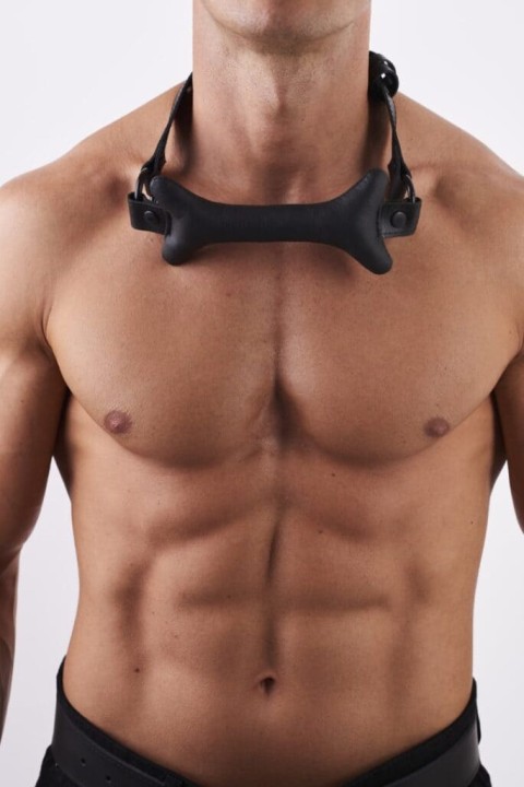 Leather Bone Gag Black