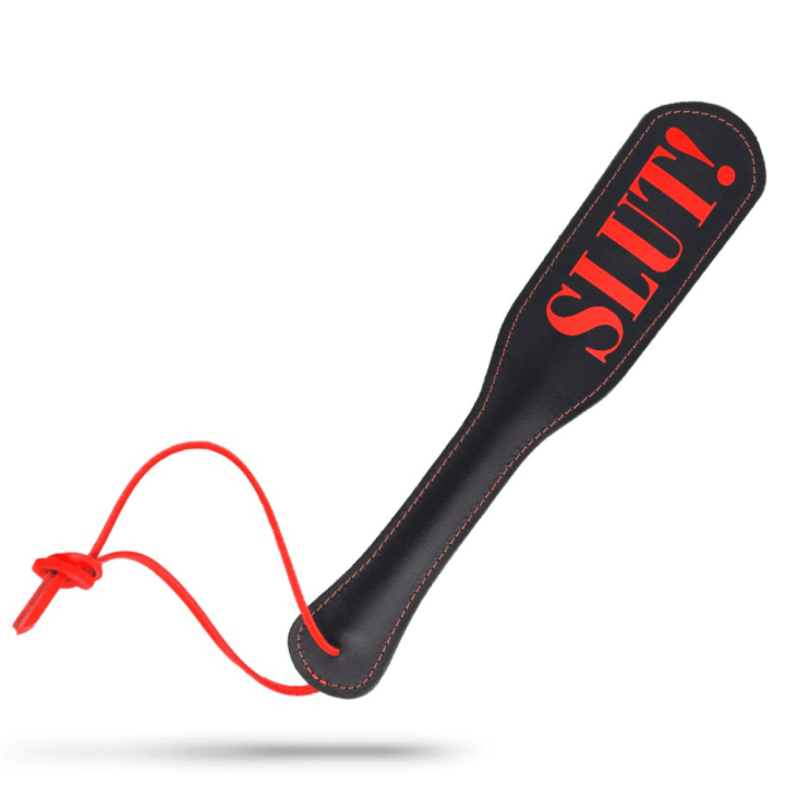 Leather paddle SLUT Red