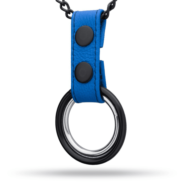 Saxos Naszyjnik z metalowymi C-RINGAMI niebieski Chain Cockring Blue
