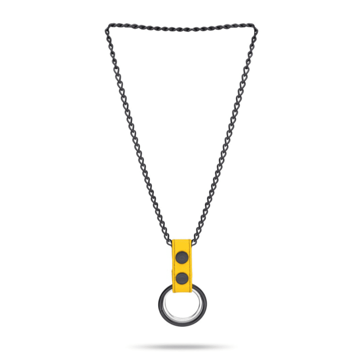 Saxos Naszyjnik z metalowymi C-RINGAMI żółty Chain Cockring Yellow