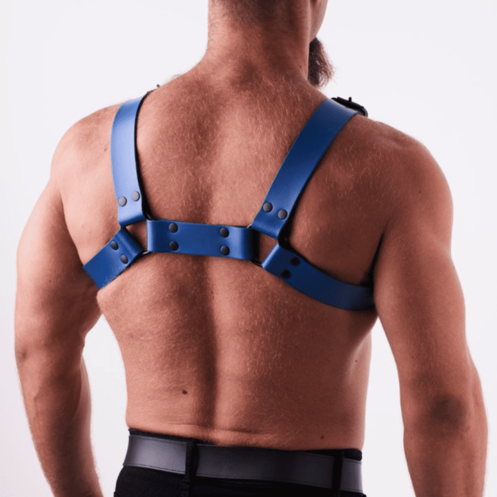 Leather Chest Harness Blue harness premium z naturalnej miękkiej skóry niebieski