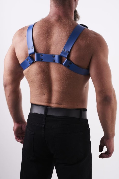 Leather Chest Harness Blue harness premium z naturalnej miękkiej skóry niebieski