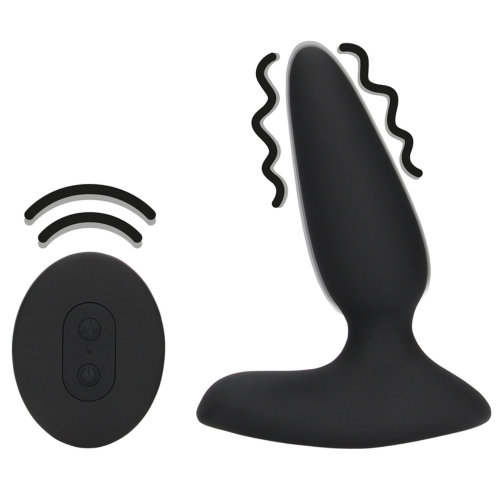 Smooth Vibrating Anal Plug with Remote Control - Licorice Black.png