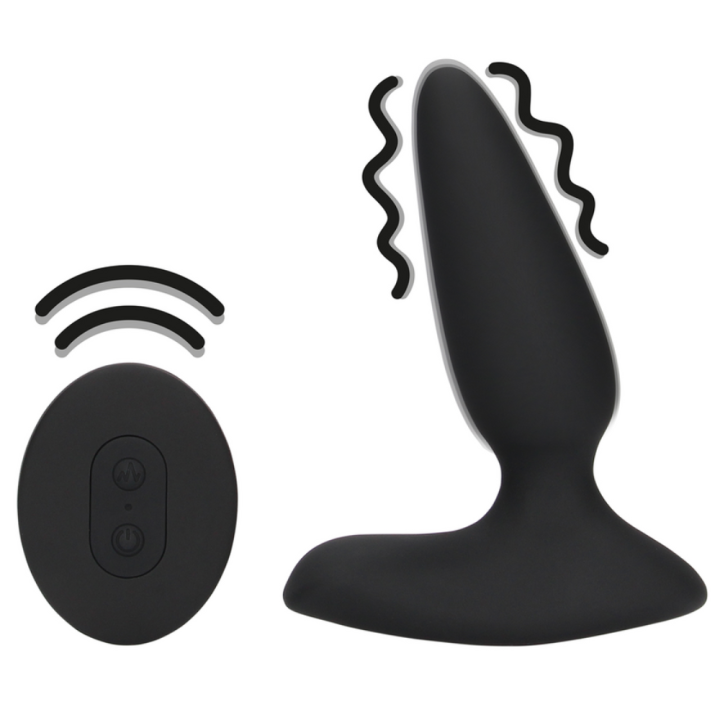 Smooth Vibrating Anal Plug with Remote Control - Licorice Black.png