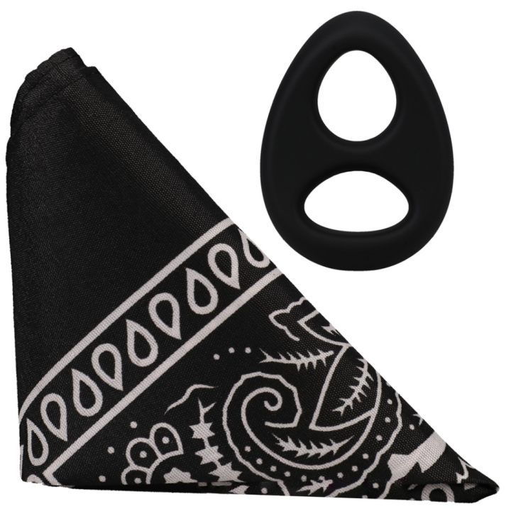 The Code - Silicone Cockring with Bandana - Black.png