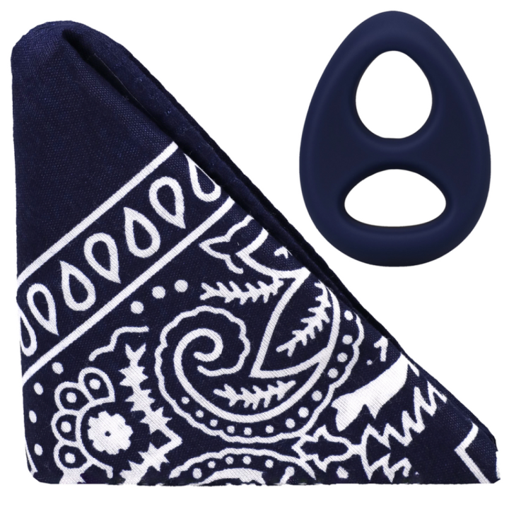 The Code - Silicone Cockring with Bandana - Navy Blue.png
