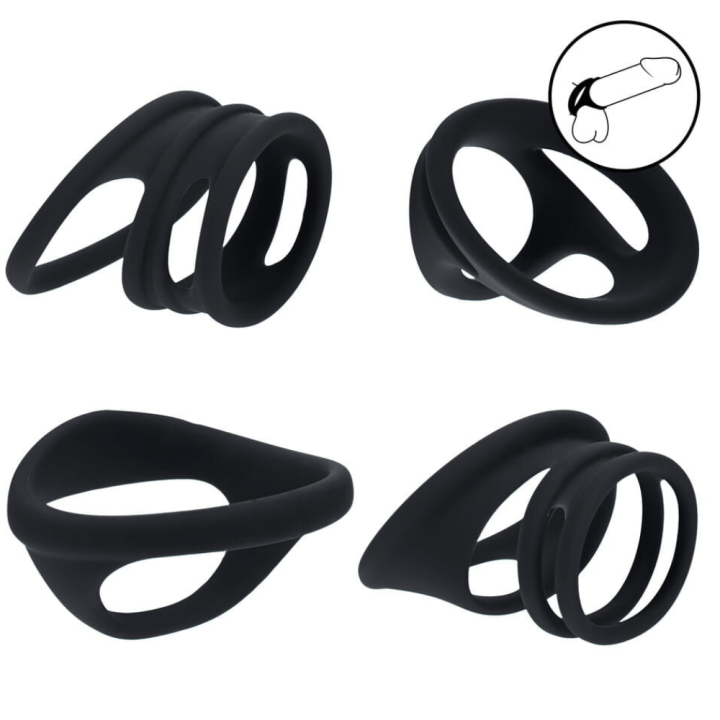 Silicone Cock and Ball Ring Set of 4 - Black.png