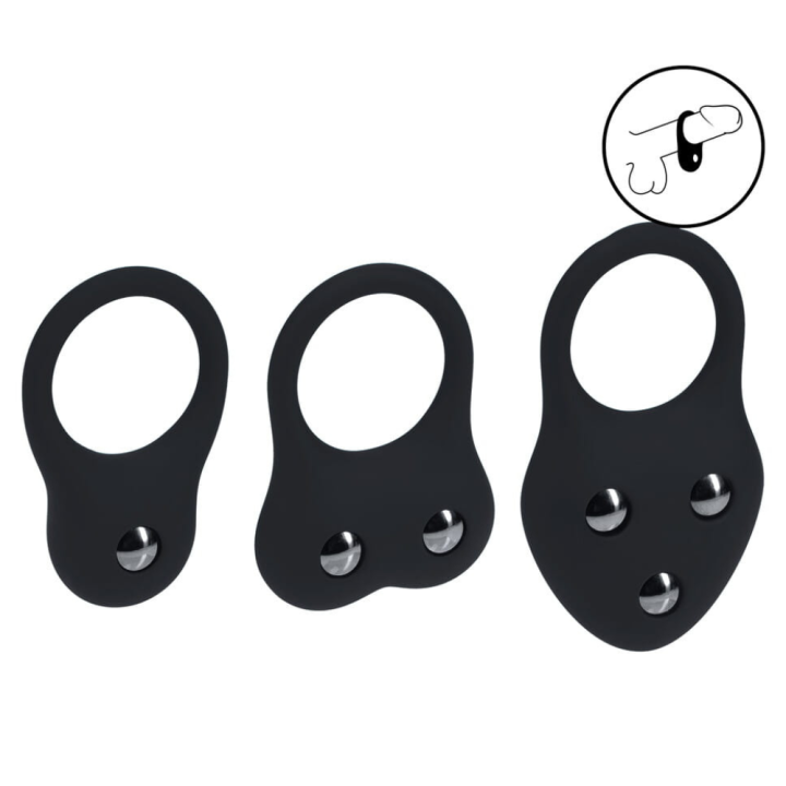 Silicone Training Cockring Set of 3 - S/M/L - Black