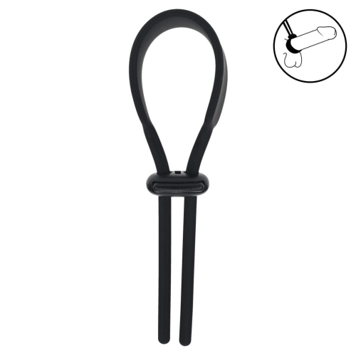 Wide Adjustable Silicone Lasso Cockring - 5mm - Black