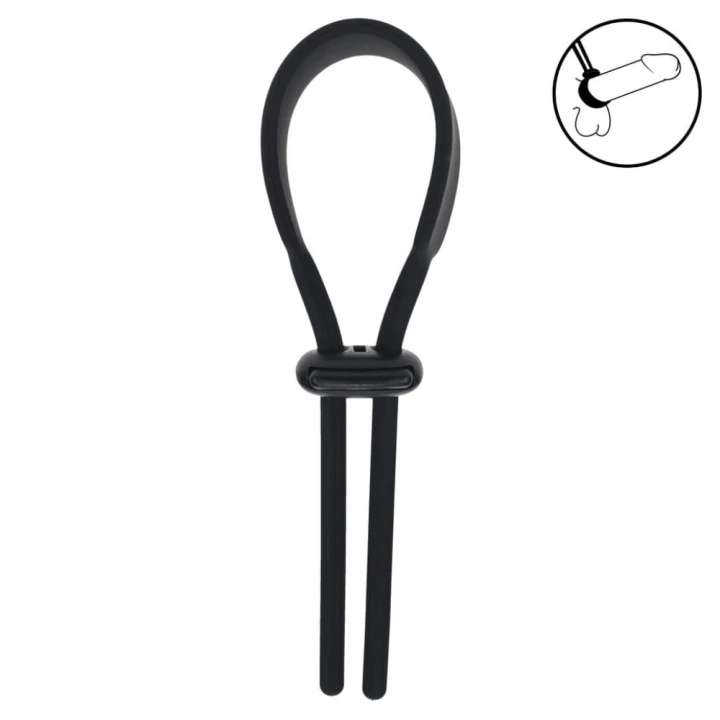 Wide Adjustable Silicone Lasso Cockring - 5mm - Black