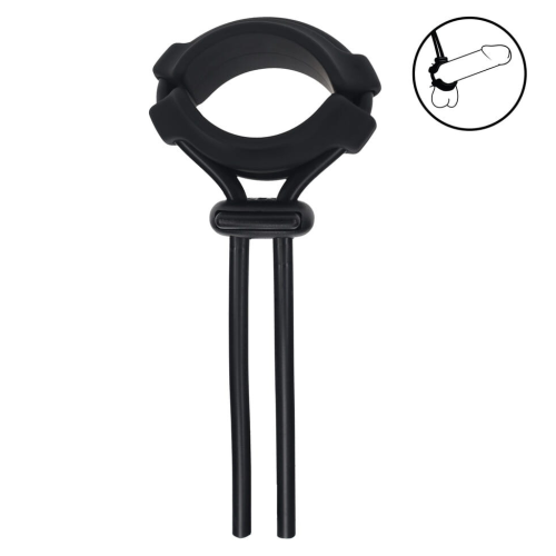 Detachable Wide Adjustable Silicone Lasso Cockring - 5mm - Black