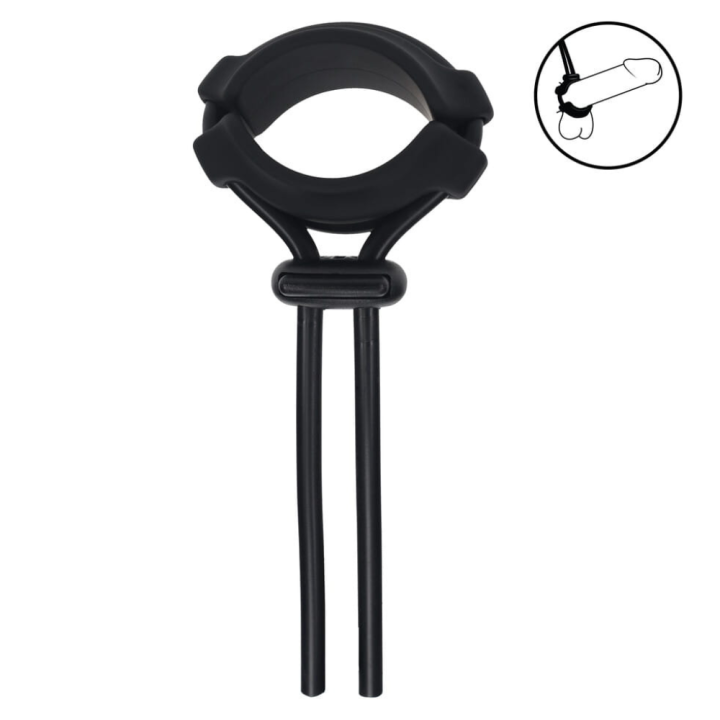 Detachable Wide Adjustable Silicone Lasso Cockring - 5mm - Black